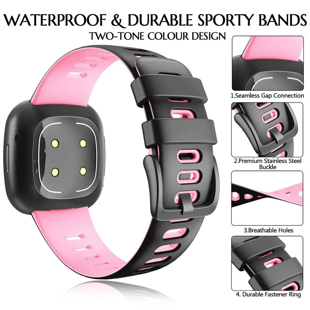 22Mm Siliconen Horlogeband Voor Fitbit Sense/Versa 3 Smart Watch Siliconen Band Vervanging Band