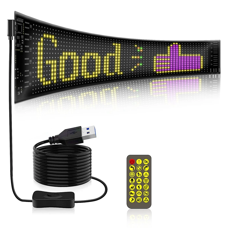 LED Matrix Panel Programmable Flexible Screen IP65 Display Animation Message Scrolling Sign APP Control Cars Shop Bar