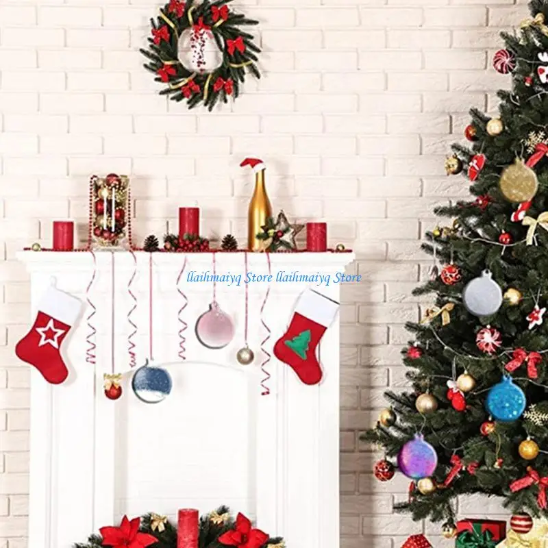 573B Diy Christmas Tree/Snowflakes Keychain Silicone Mold with Hole Pendant Handmade Mold for Christmas Party Decoration