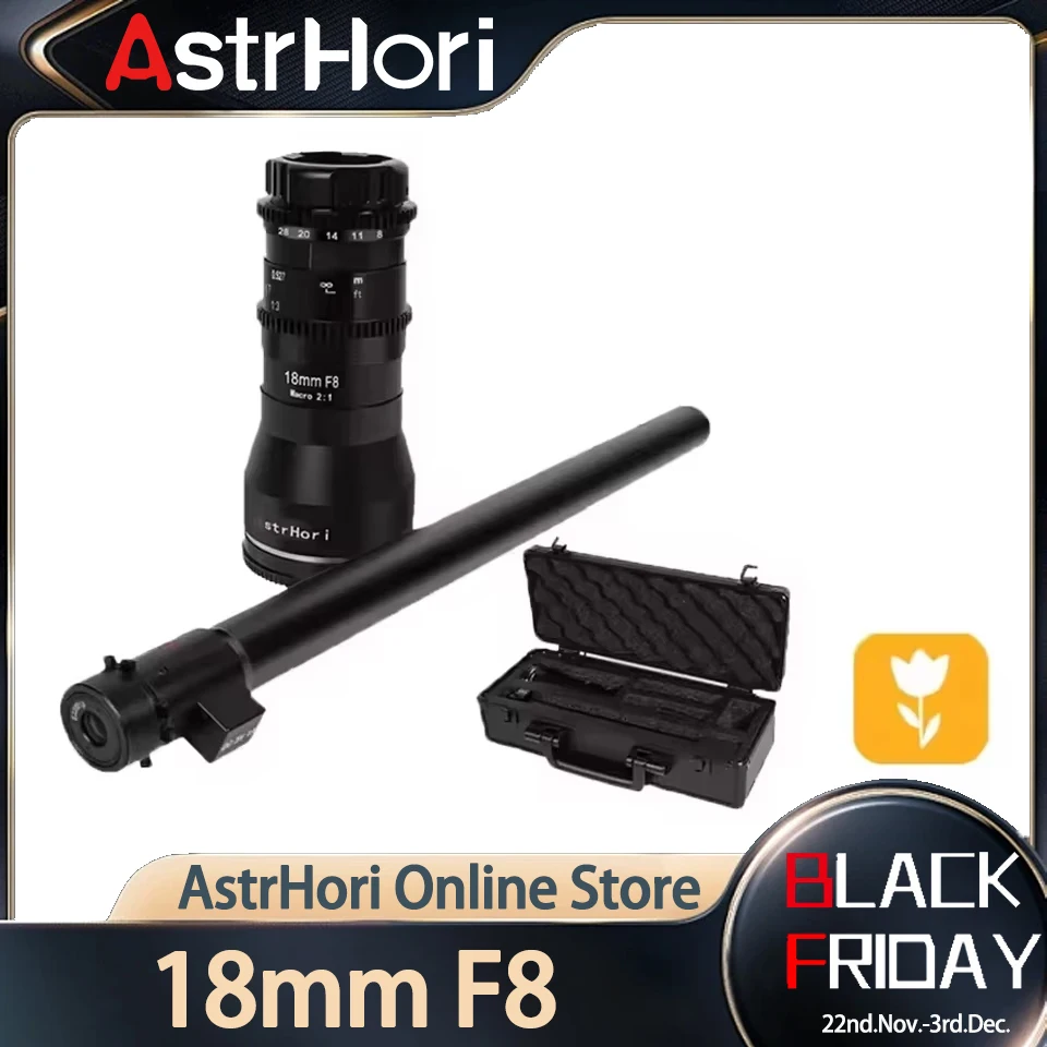 AstrHori 18mm F8 APS-C Wide Angle 2X Macro Probe Lens Built-in Ring Light for Nikon Z Canon RF Macro 4/3 Fuji XF Canon EF