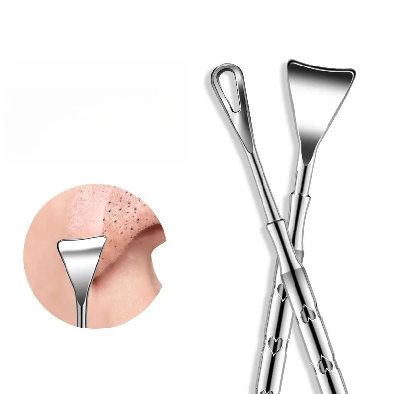 Extracteur de points noirs à Double tête en acier inoxydable, extracteur de boutons et de comédons, extracteur de imperfections du nez, outils de soins pour points blancs