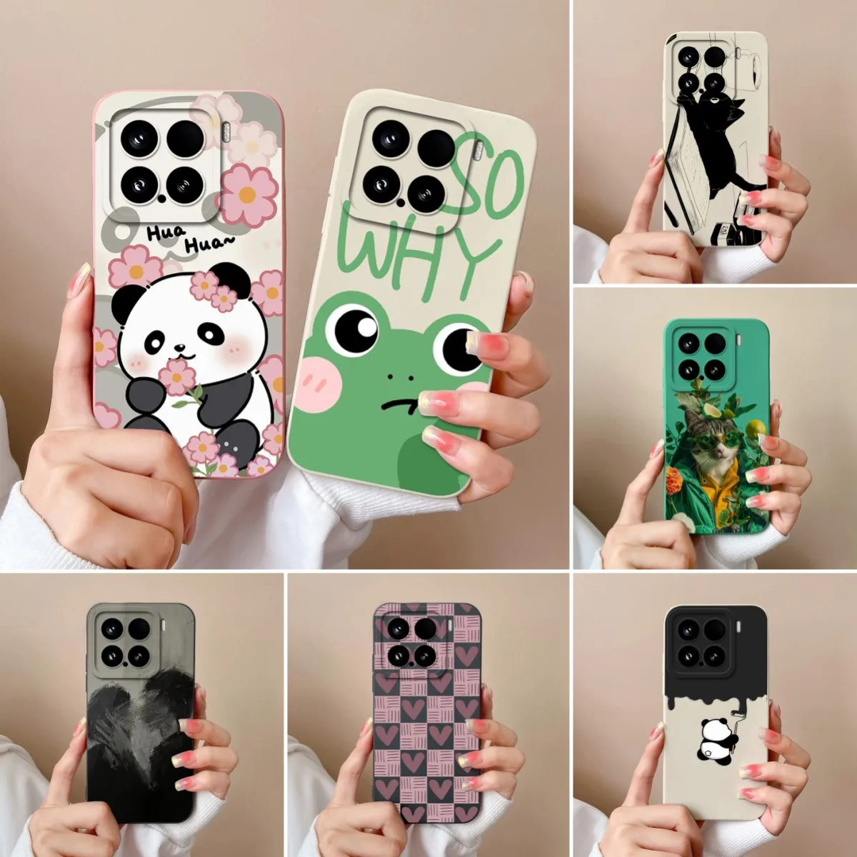 Cartoon Frog Phone Case For Xiaomi 15 Pro HuaHua Panda Pattern Liquid Silicone Super Shockproof Covers For Xiaomi15 Bumper Coque