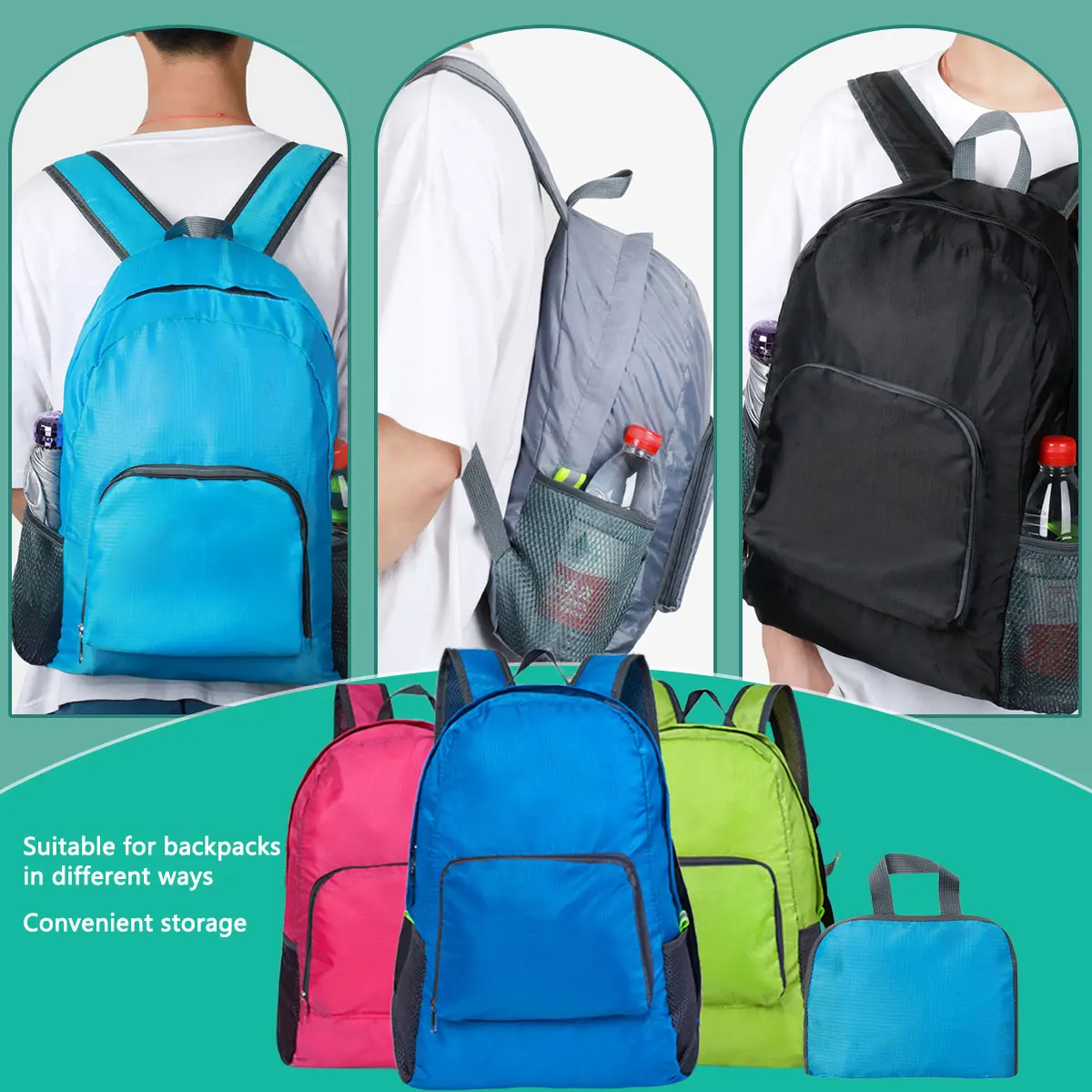 Foldable Outdoor Mountaineering Backpack Ultralight Nylon Waterproof Travel Daypack Bag Large Capacity Sports Daypack