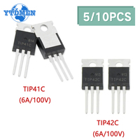5/10PCS TO-220 Transistor TIP41C TIP42C 100V 6A NPN Transistors TIP41 TIP42