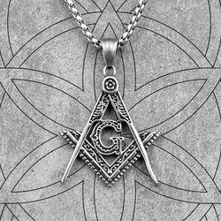 Freemason Masonic Stainless Steel Men Necklaces Pendants Chain Simple Punk for Boyfriend Male Jewelry Creativity Gift Wholesale