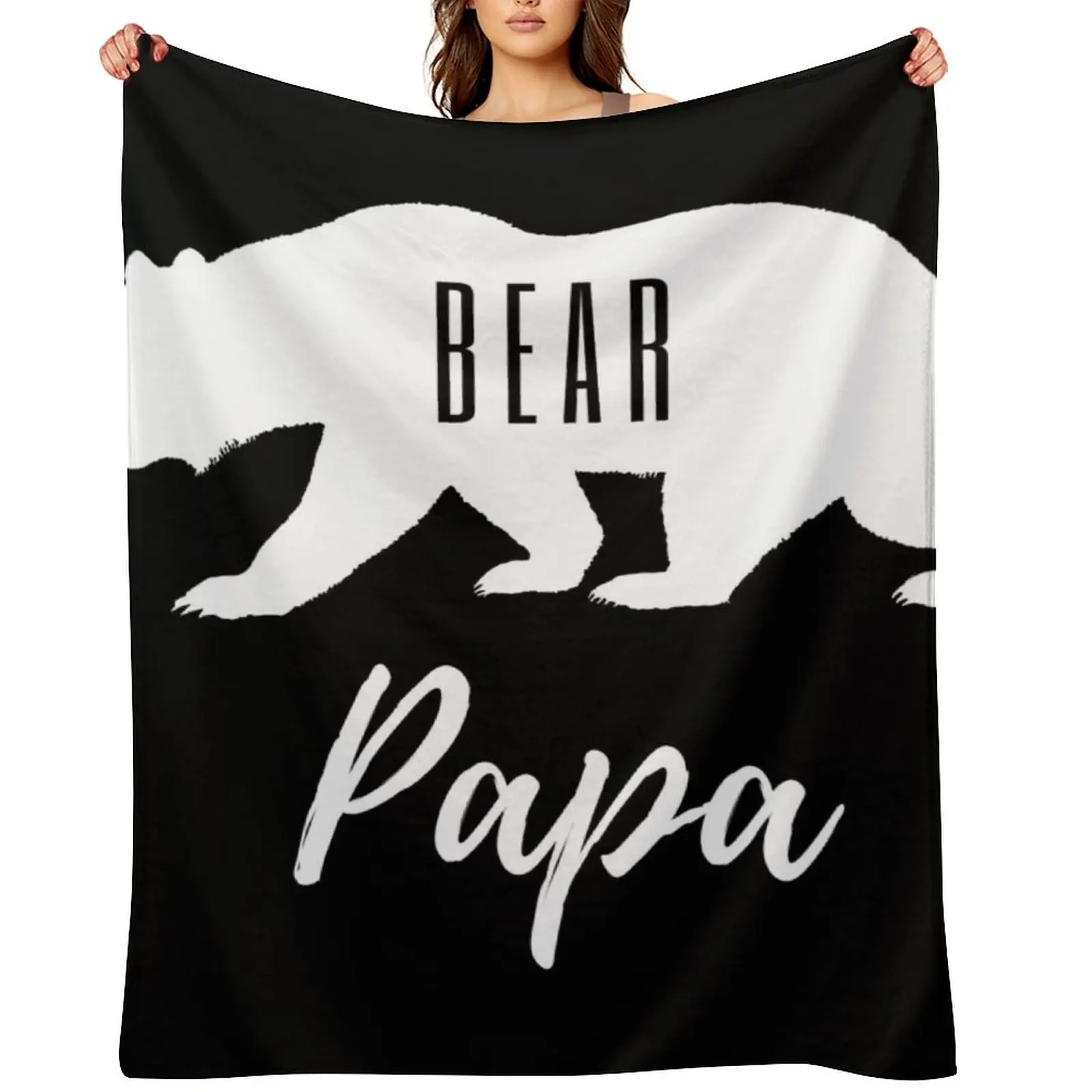 Papa Bear Throw Blanket Personalized Gift Shaggy Comforter Luxury Thicken Blankets