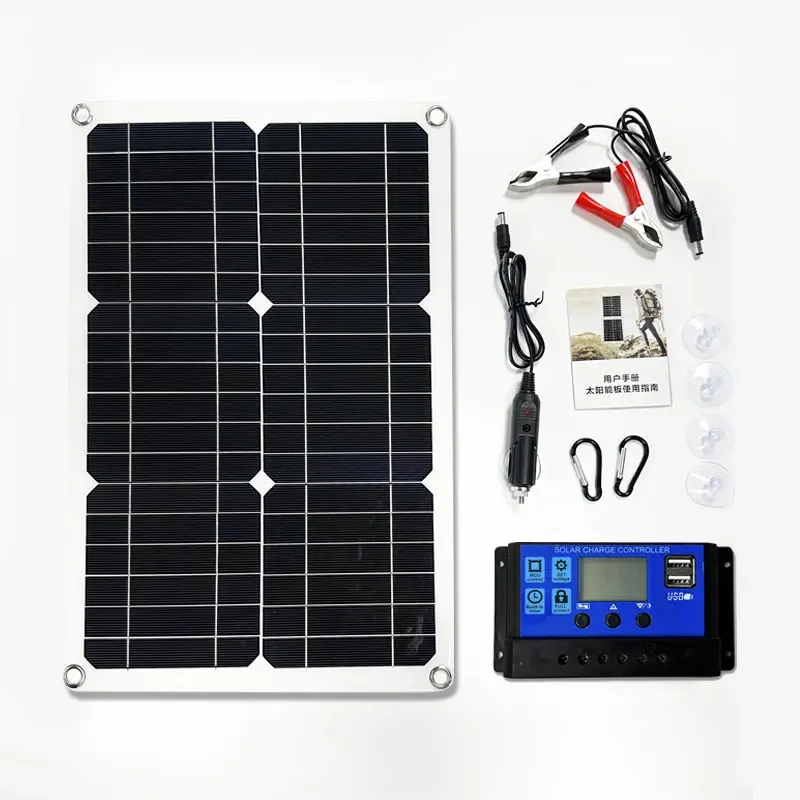 500W 12V Portable Solar Panel 18V Waterproof USB Port Solar Power Solar 5V  Battery Charger Outdoor Camping Phone Power Bank