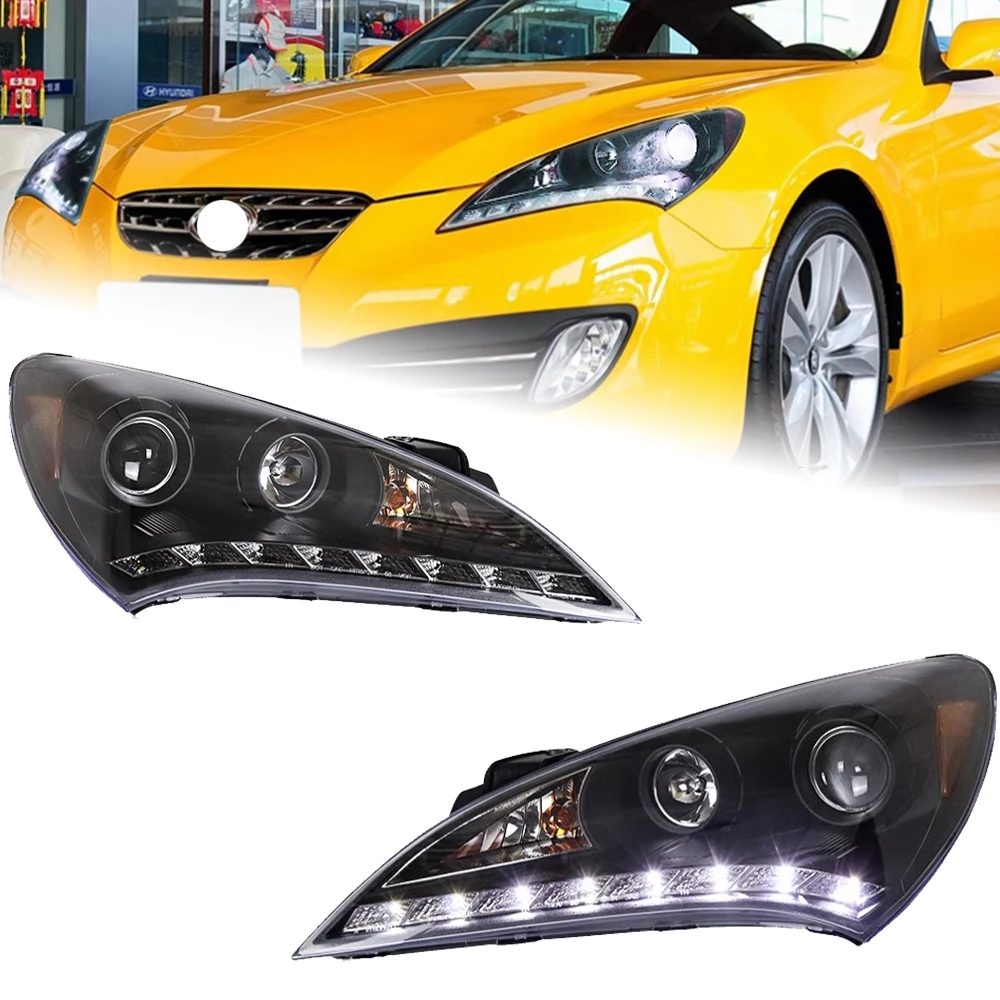 Car Styling Head Lamp For Hyundai Genesis Coupe Headlights 2009-2012 Angel Eye Headlight LED DRL Signal Hid Auto Accessories