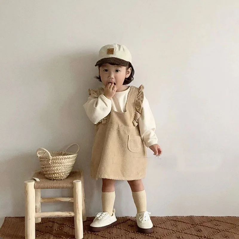 2024 New Baby Girl Sleeveless Denim Strap Dress Infant Loose Corduroy Dress Fashion Girls Casual Dress Kids Princess Clothes