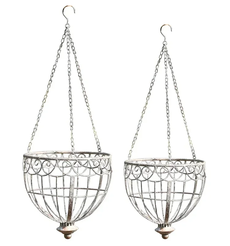 Ironwork Hanging Basket Retro Style Ironwork Suspension Flower Pot Home Furnishings Courtyard Planters Decorate Garden Supplies