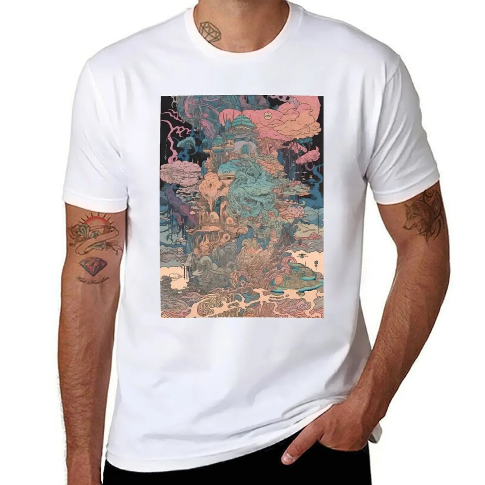 

Trippy Surrealist Vintage Otherworldly Temple T-Shirt man t shirt cotton high quality t shirts for man pack white T-Shirt