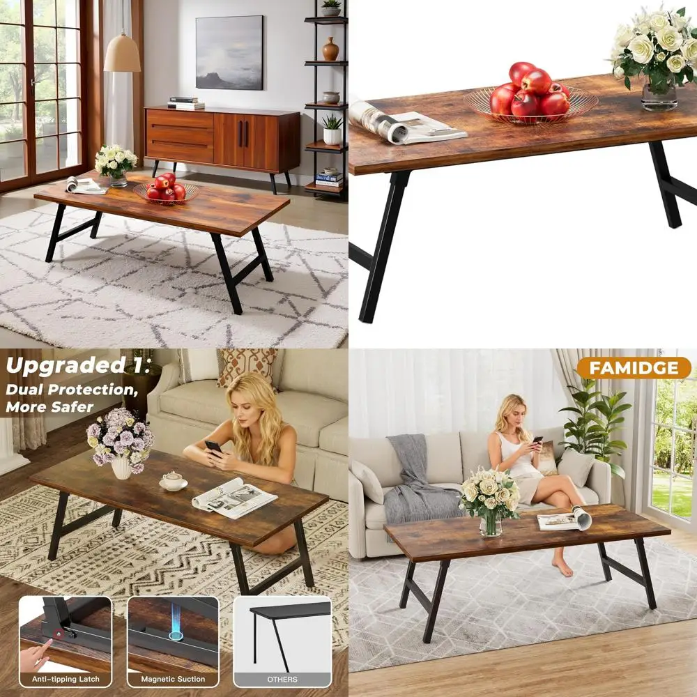 

Portable 39.4 Floor Desk Table for Sitting, No Assembly, Ideal for Living Room, Home, Caravan, Camping, Brown