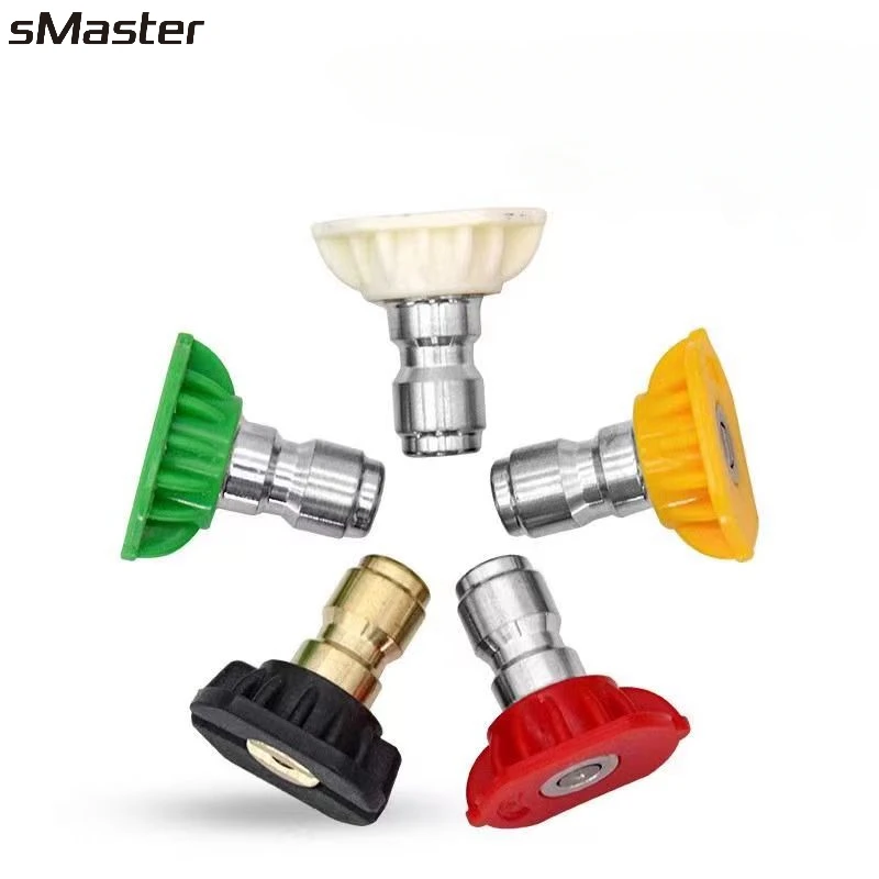 

sMaster New Style 5pcs/Set 1/4" Quick Connector Car Washing Nozzles Metal Jet Lance High Spray Pressure Washer Nozzle Tips