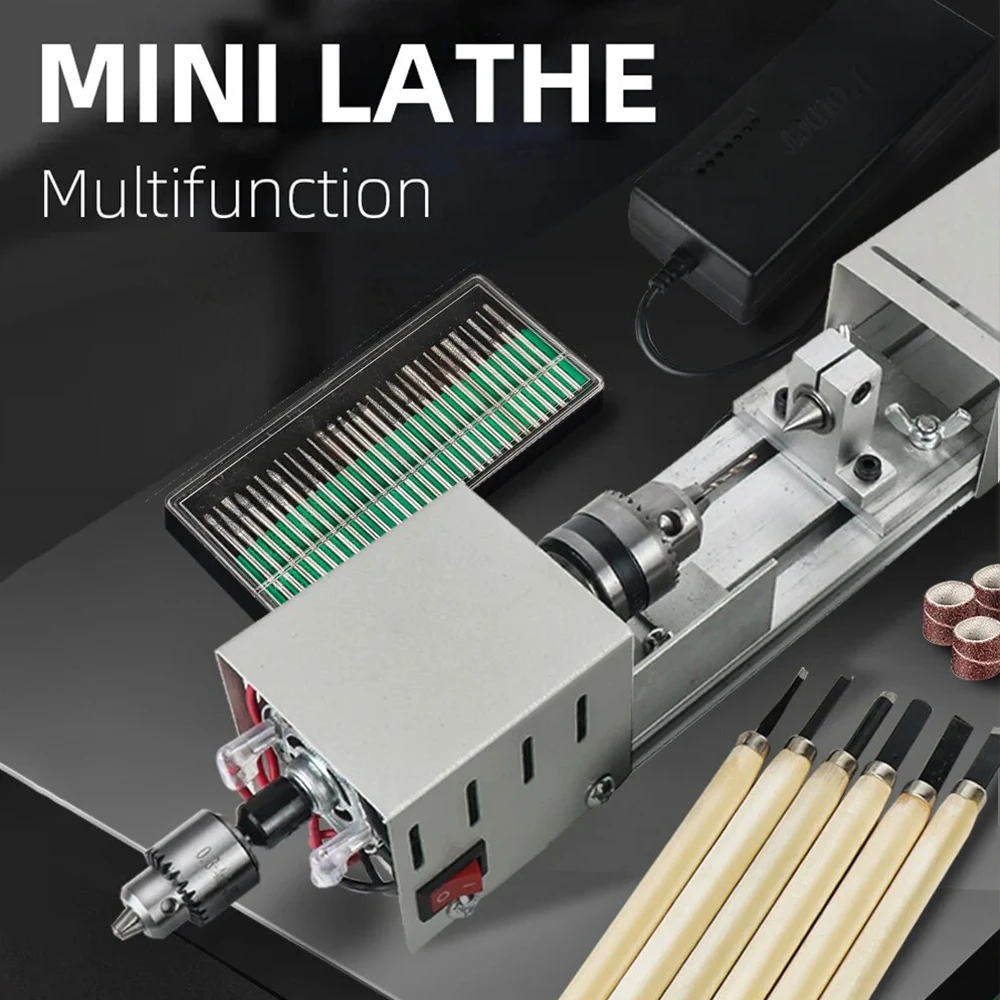 Multifunction Mini Lathe 12-24V Buddha Bead Machine Bead Lathe for Wood Sanding Polishing Beads Rotary Tools