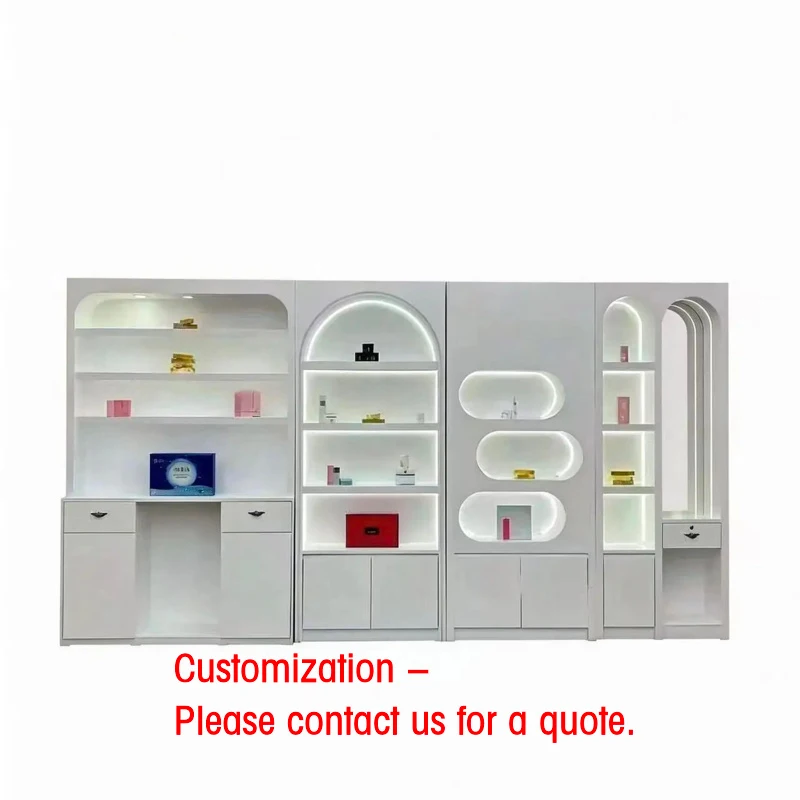 

custom.A Grade LED Light Display Rack White Display Stand Perfume Shop Beauty Salon