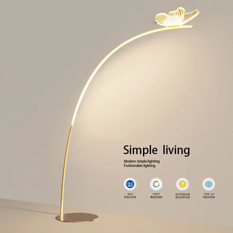 Nordic Modern Butterfly Arc LED Eye protection Floor Lamps Dimmable Control Art fishing decoration Lighting for Living Room sofa