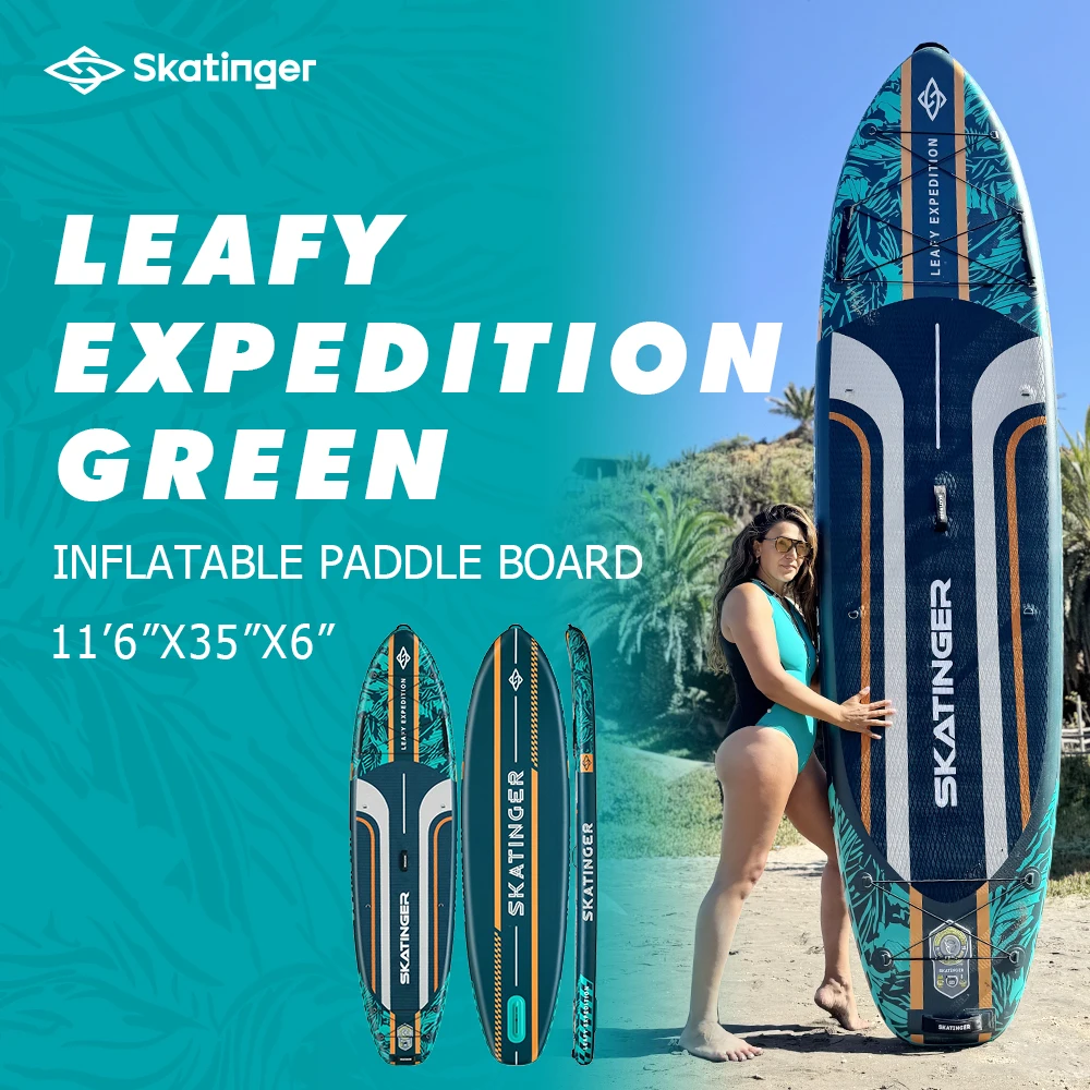 

Надувная доска для паддлбординга SKATINGER 11'6''x35''x6'' для взрослых, водонепроницаемая, для стоячего использования, SUP-доска с аксессуарами для водных видов спорта