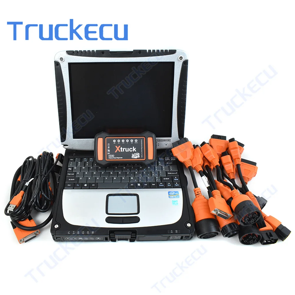 Full pins Xtruck Y009 OBD2 Multi-Diag Detector USB Link for Truck Excavator ISUZU/RENAULT/VOVOL Diagnostic Kit+CF19 Laptop