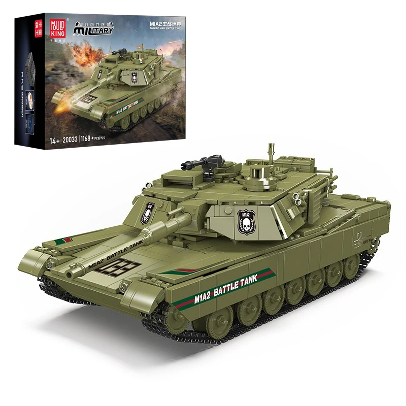 

MOLD KING 20033 M1A2 Abrams танк, набор строительных блоков, 1168 шт., модель военного автомобиля с дистанционным управлением, обучающая игрушка для самостоятельной сборки