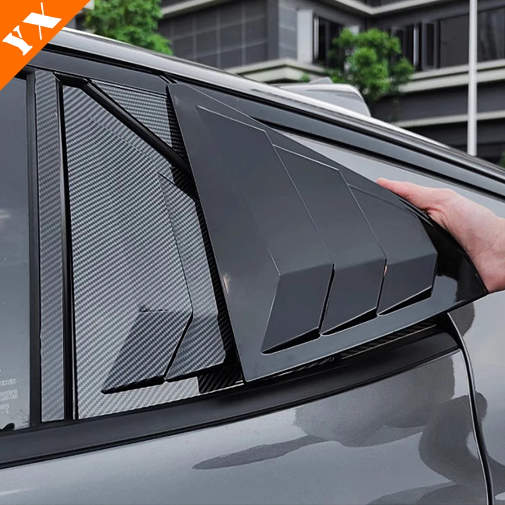 

For empow gac 2024 2025 accessories Car Rear Spoiler Wing Side Window Triangle Trim Cover Trim Carbon Black Trim 2pcs