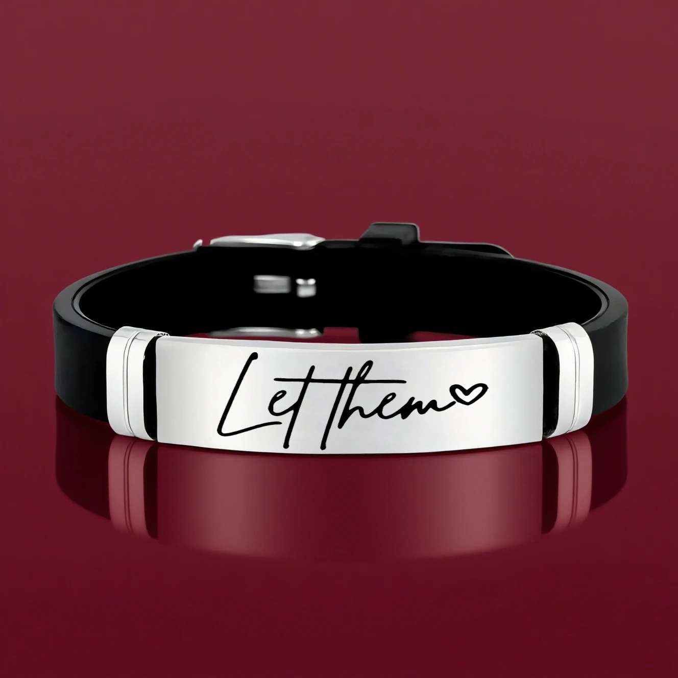 ملهمة "دع لهم"، سوار سيليكون مخصص من الفولاذ المقاوم للصدأ، تحفز بنفسك، هدية مثالية لعطلات أعياد الميلاد