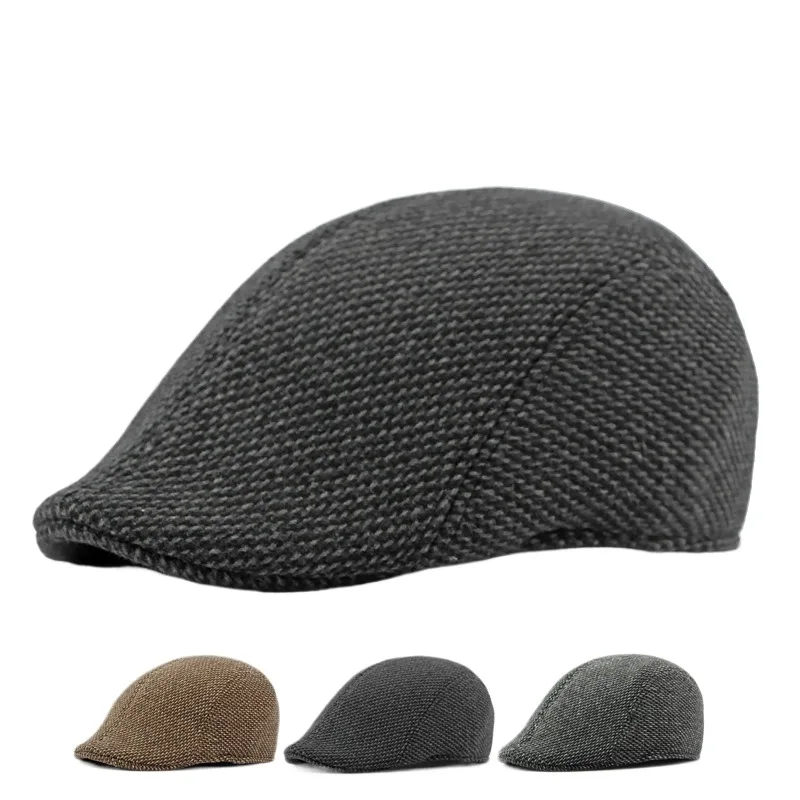 

Cross-border Middle-aged And Elderly People's Hats Men's Autumn And Winter Woolen Peaked Cap British Retro Advance Hats