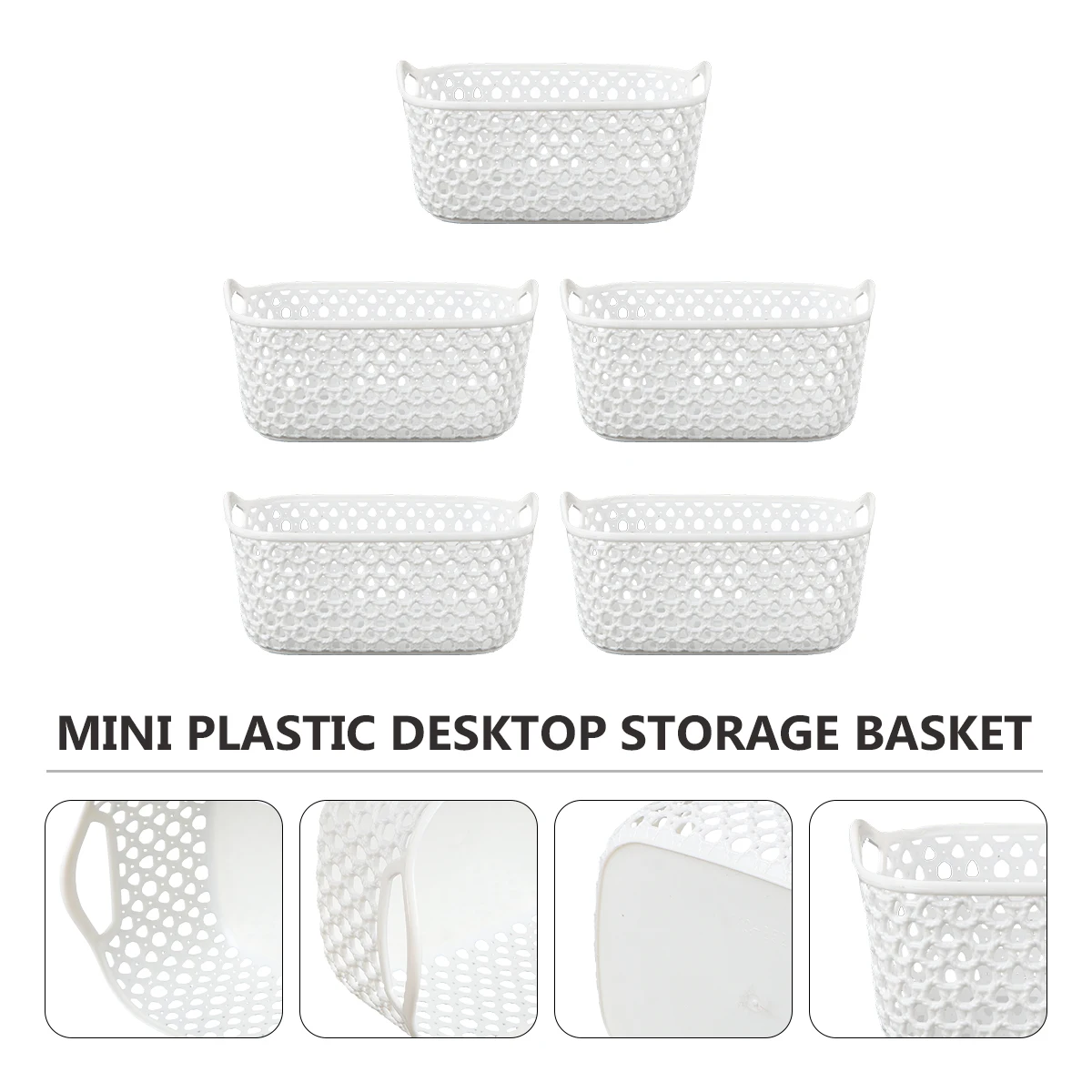 

5pcs Plastic Storage Basket White Mini Organizer Home Container Simple Storage Box For Clothes Towel Kitchen Organizer Sundries