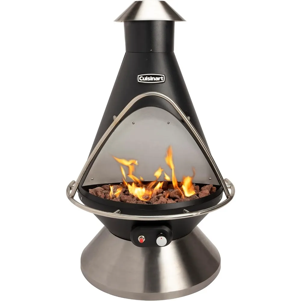 

Cuisinart Propane Chiminea Fire Pit - 40,000 BTU Outdoor Patio Heater with Lava Rocks and Heat Shield
