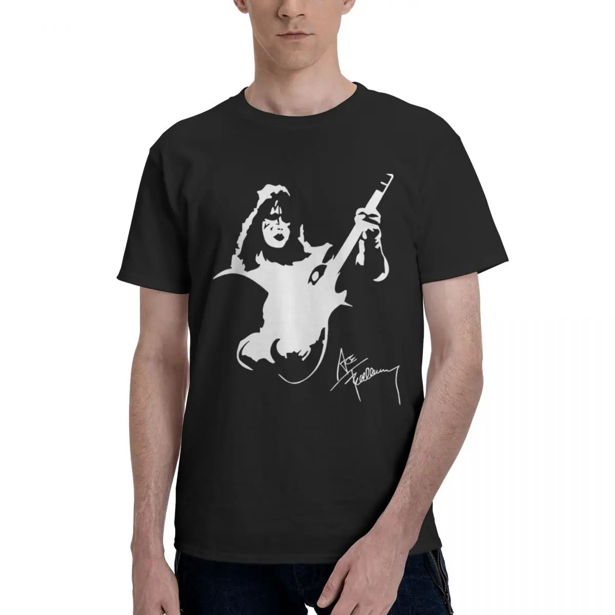 

Ace Frehley Band 100% хлопок, повседневная дышащая удобная мужская одежда Kawaii, брендовая забавная рубашка