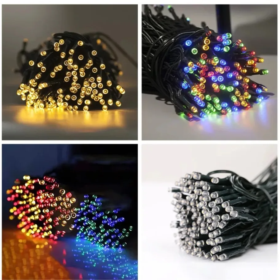 LED سلسلة أضواء الشمسية 8 طرق 300LED تعمل بالطاقة الشمسية أضواء عيد الميلاد في الهواء الطلق 32 متر أطول مقاوم للماء أضواء عيد الميلاد الجنية المرصعة بالنجوم