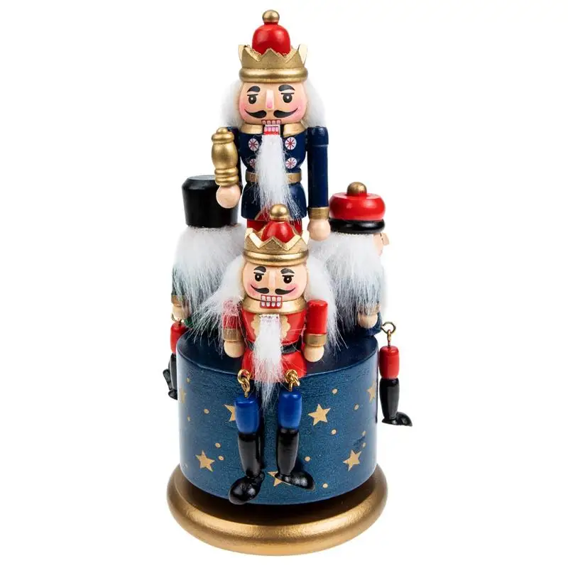 

European Hand Painted Music Box Christmas Nutcracker Music Box Figurine Rotating Music Box Xmas Desktop Ornaments 20.5x9cm