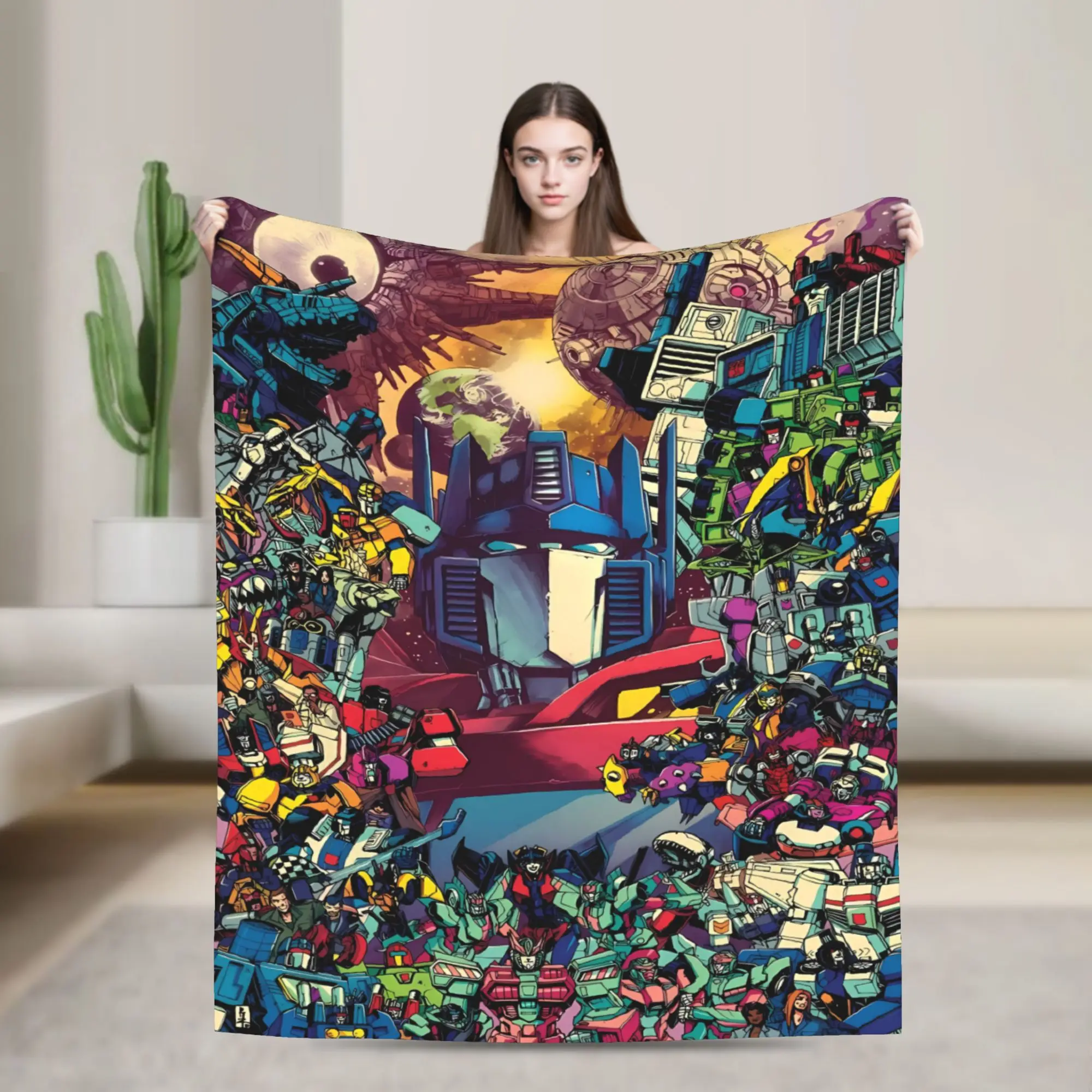 Transformered Cartoon Blanket Quality Warm Soft  Throw Blanket Spring Camping Couch Bed Novelty Bedspread