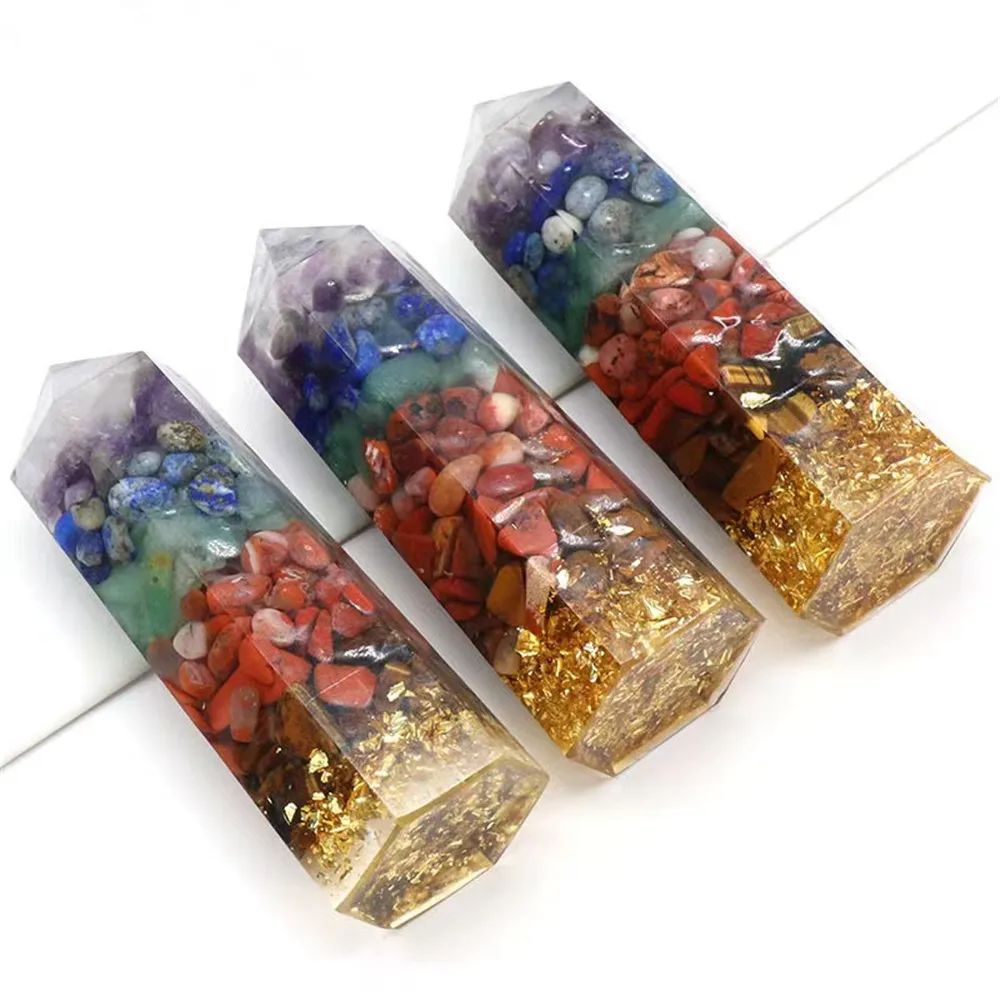 

Crystals Resin Chakra Chips Tower Feng Shui Gems And Minerals Wand Point For Spiritual Products