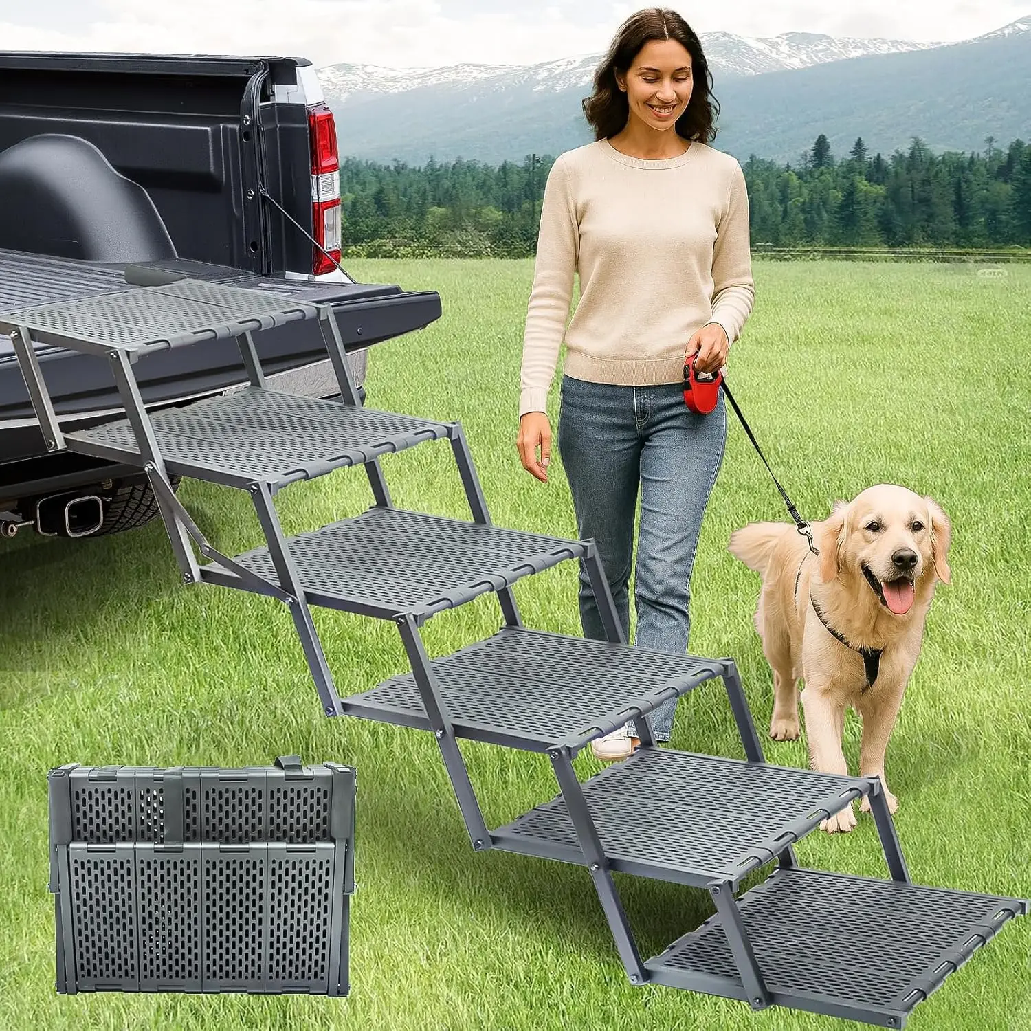 

Portable Dog Ramp for Car, SUV & Truck with Non-Slip Surface, Adjustable Size Supports up to 250 lbs