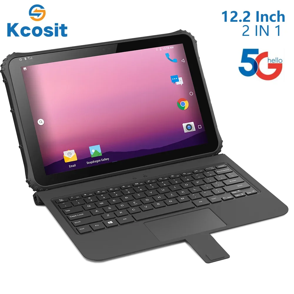 Kcosit G22M Ruggedized Android 11.0 Tablets with Keyboard 2 In 1 Military 12.2 Inch Qualcomm SM6350 8GB RAM 128GB 5G RS232 RJ45