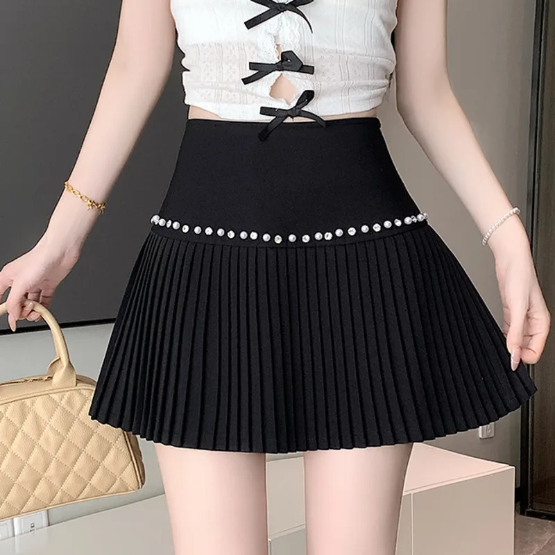 

Women spring summer Mini Shorts Skirt High Waist Sweet All match Elegant A-line Pleated Skirt 2024 New y2k faldas