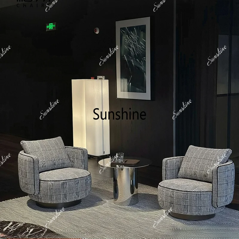 

Italian minimalist leisure chair living room balcony household single rotating sofa chair