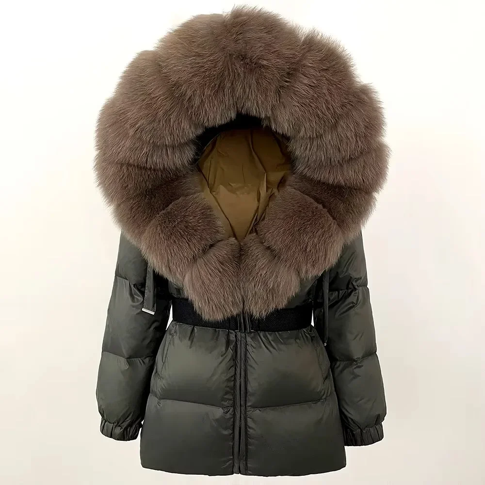 OFTBUY Real Fox Fur Jacket Hooded 2024 Winter Puffer Jacket Women Thick Warm White Duck Down Coat Female Parkas Waterproof