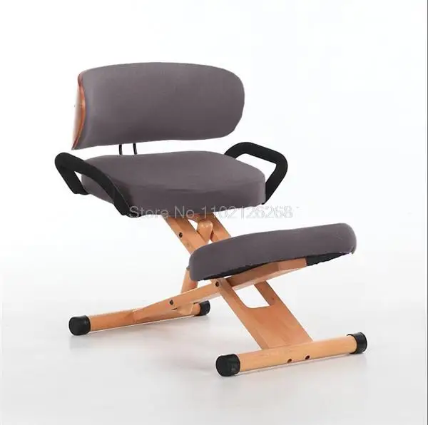 Height Adjustable Ergonomic Kneeling Chair with Back and Handle Wood Office Furniture Kneeling Posture Work Chair Knee Stool