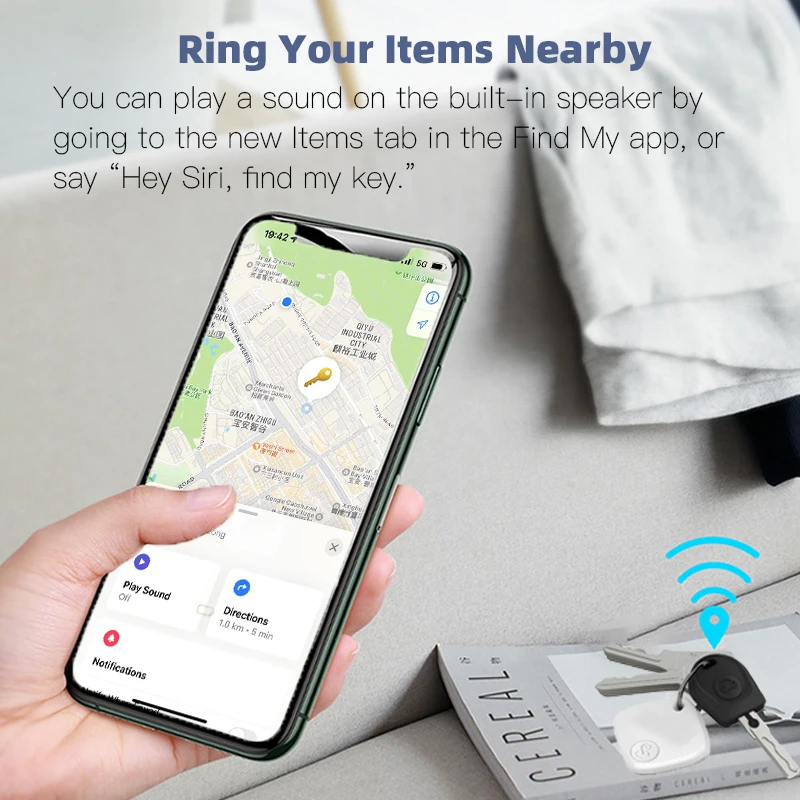 Long Distance Smart Tag Tracker for Air Tag Key Finder Pet Wallet Bike Anti-lost Alarm Mini Locator Works with iOS Find My