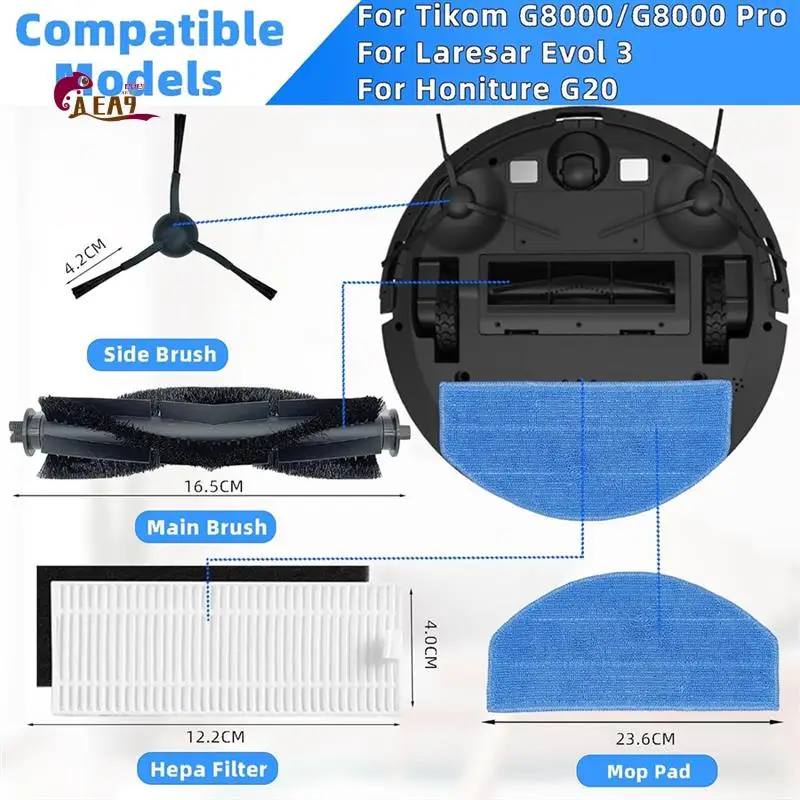 

AEA9-Accessories Replacement Parts For Tikom G8000, For Tikom G8000 Pro, For Honiture G20 G20pro Robot Vacuum Cleaner