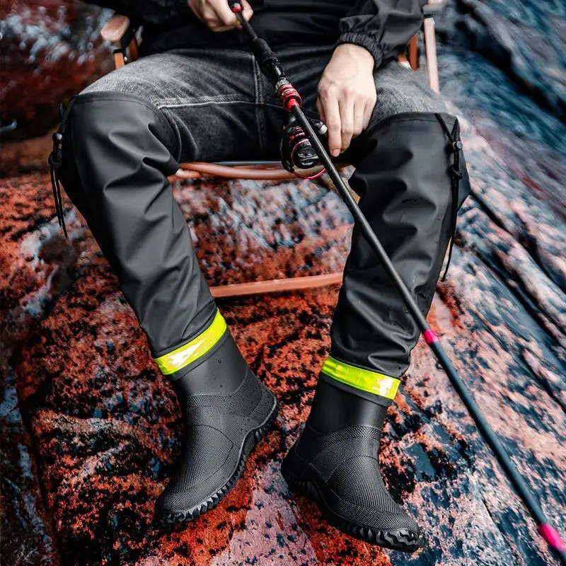 Men's Fashion Rain Boots High-Top Rain Boots For Outer Wear Long-Tube Waterproof And Non-Slip Couple Style Outdoor Fishing Boots image 5