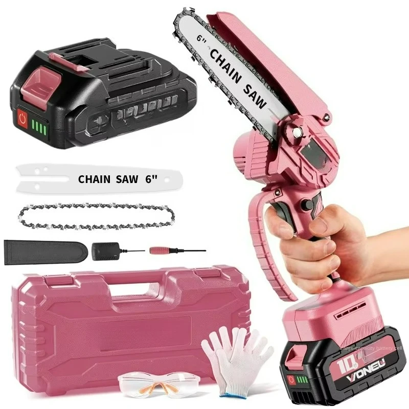 

Portable Industrial Grade 6-Inch Electric Cordless Chainsaw Handheld Mini Saw 2200W for Tree Trimming and Wood Cutting