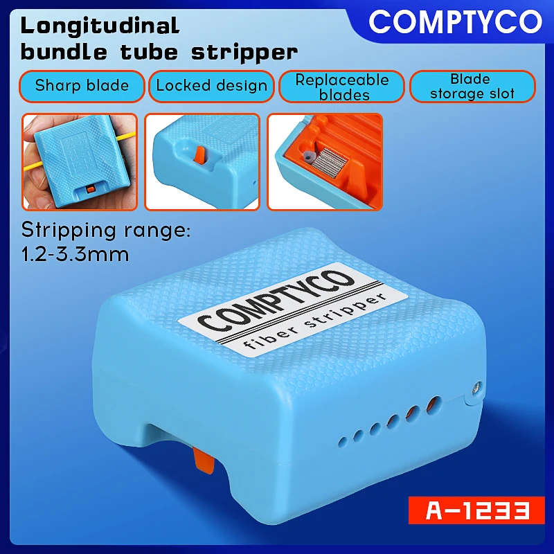 

Инструмент для продольной зачистки оптического волокна COMPTYCO A-1233, 1.2-3.3 мм, для снятия оболочки оптоволоконного кабеля