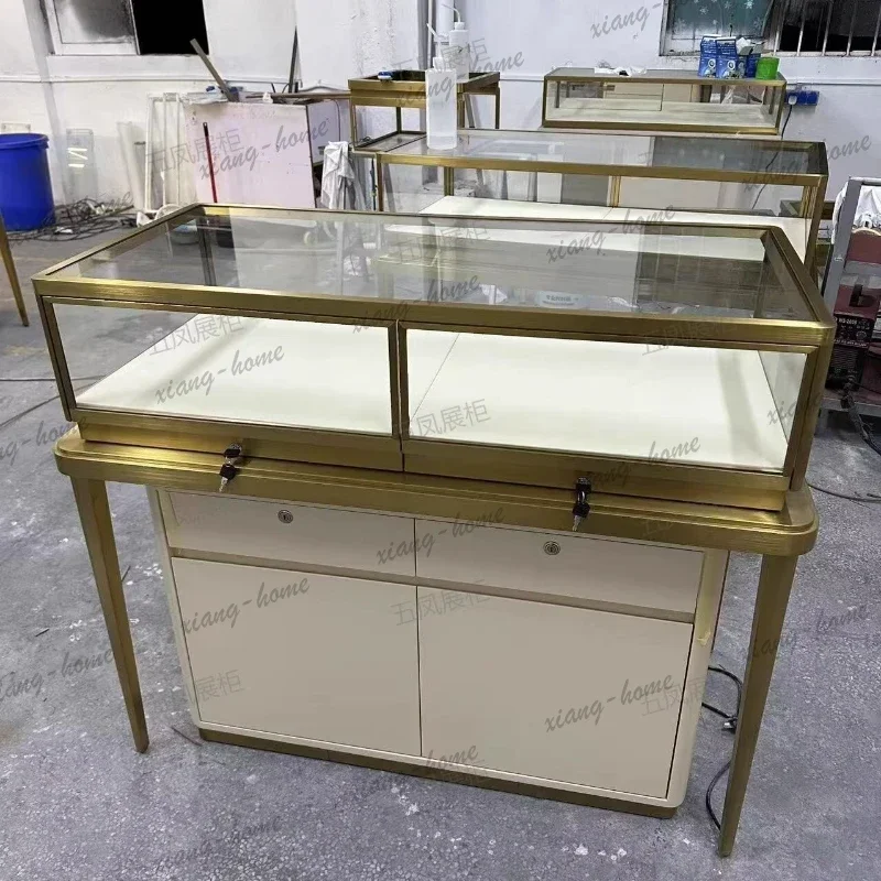 YJ Diamond Boutique Jewelry Cabinet Glass Fashionable Multi-functional Jewelry Cabinet Art Living Room Furniture Joalheira XYZBG