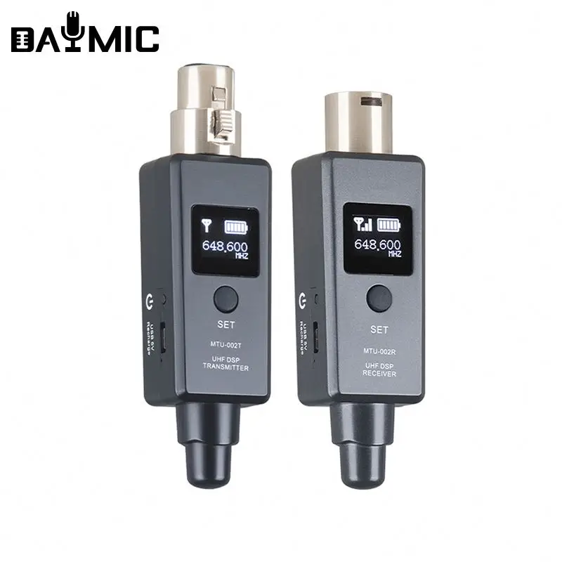 Professional UHF Wireless Mics System Transmitter And Receiver Wired to Wireless microphone XLR Transmitter adapter