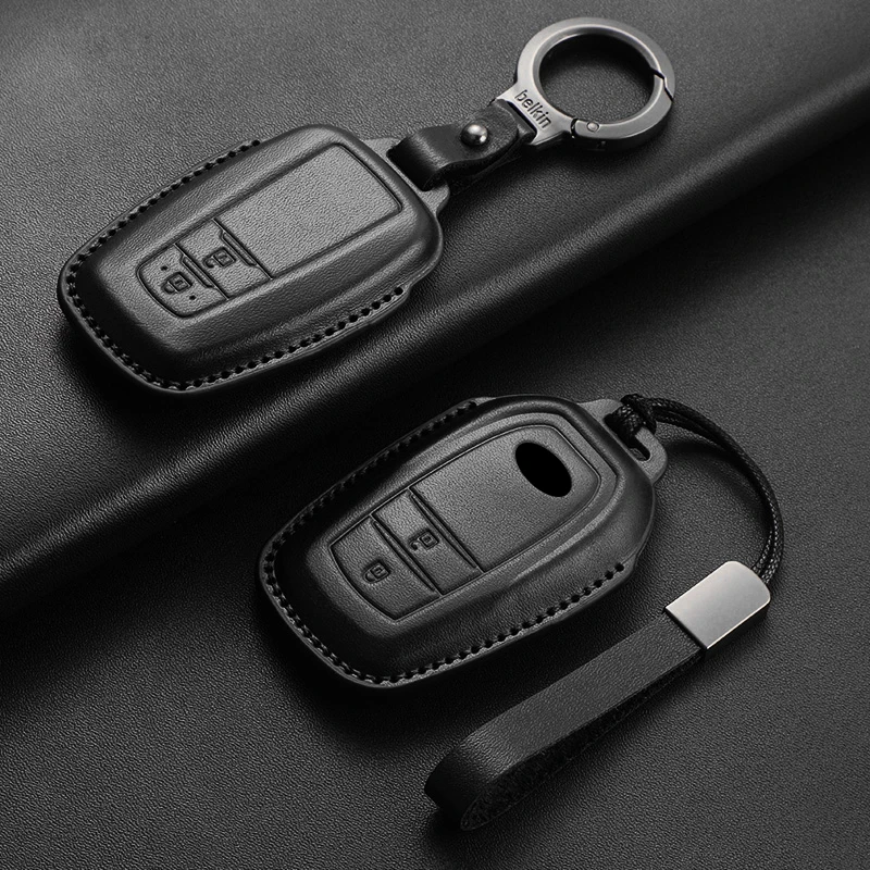 

Leather Car Key Case Cover Protection Shell Holder for Toyota Prius Camry Corolla C-HR CHR RAV4 Prado 2018 2022 Auto Accessories