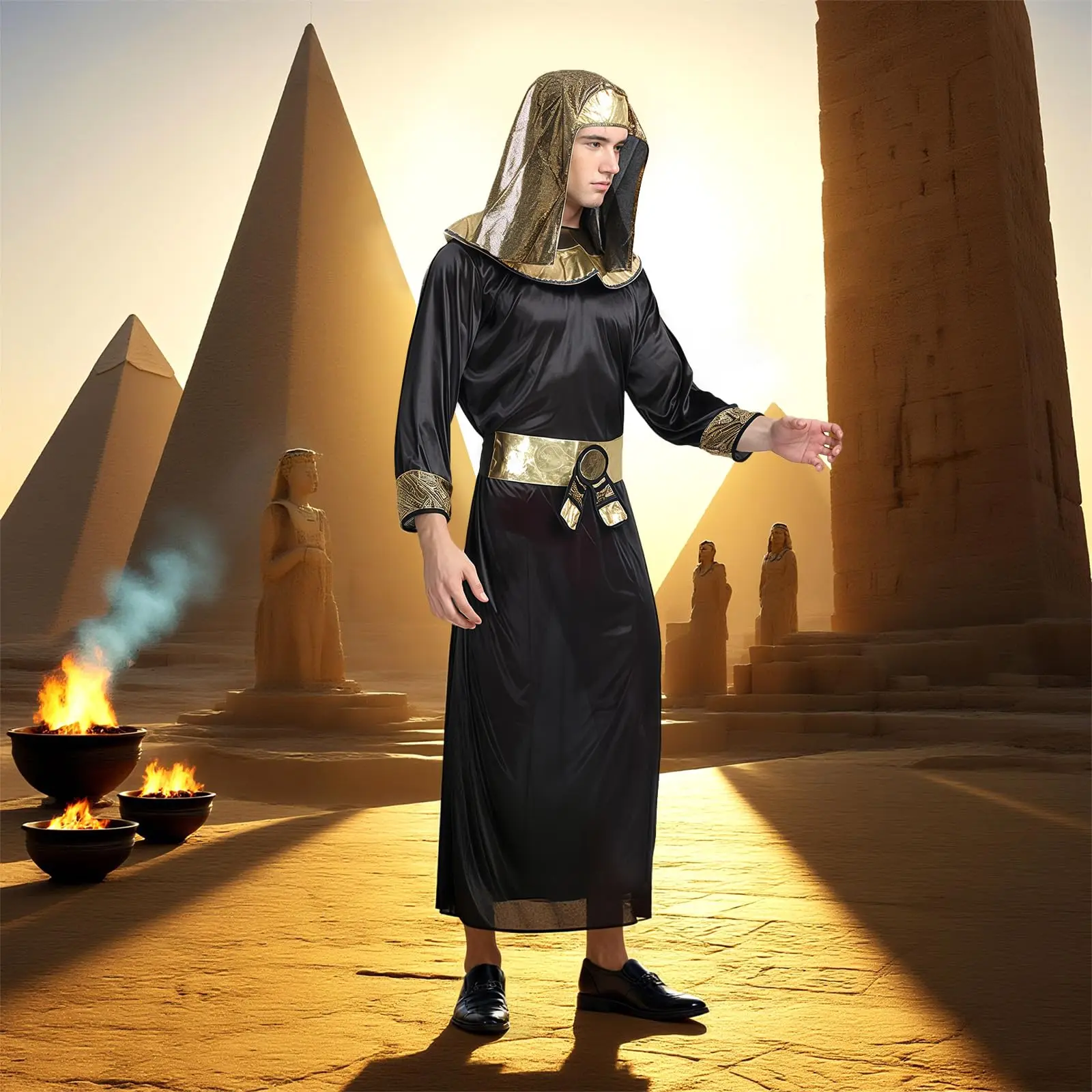 Costume égyptien pour hommes, Costume de pharaon, roi d'egypte, Costume de Tut pour Halloween, Costume de Cosplay, accessoires de fête