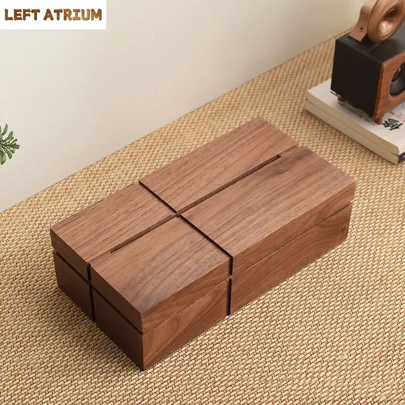 

Cross Walnut Wood Tissue Boxes Household Paper Towel Case Living Room Coffee Table Removable Tissue Box Holder Home Decoration