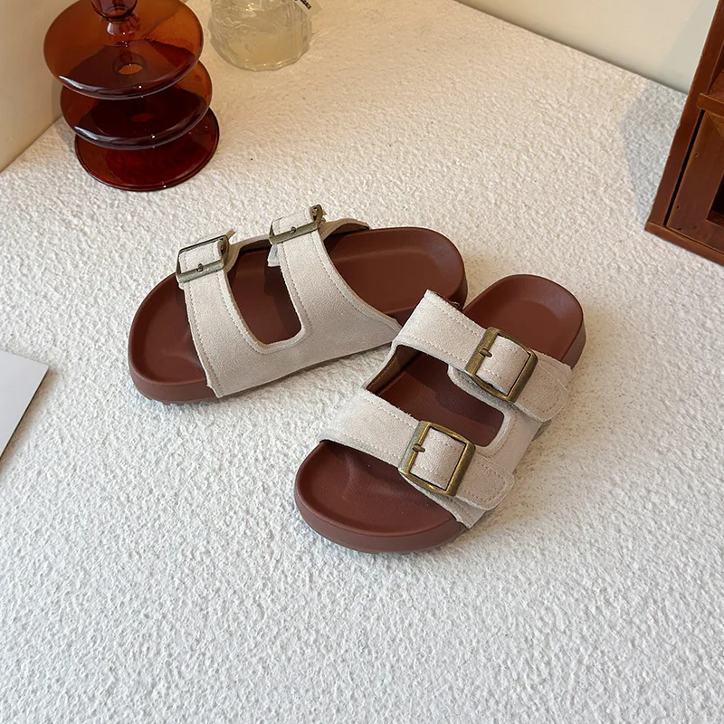 New Summer Boy Girl Soft-soled Non-slip Sandals Children Thick-soled Dopamine Buckle Mules Open-toe Kids Outdoor Casual Sandals